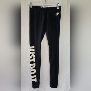 Nike Black Womens Leggings with White Logo